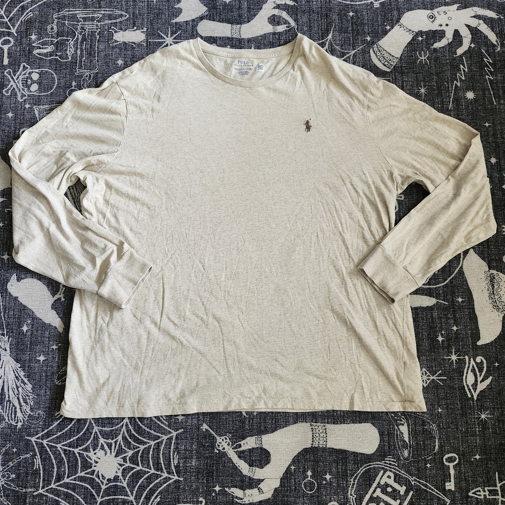 Vintage Polo By Ralph Lauren T Shirt XL Tan Creme Long Sleeve